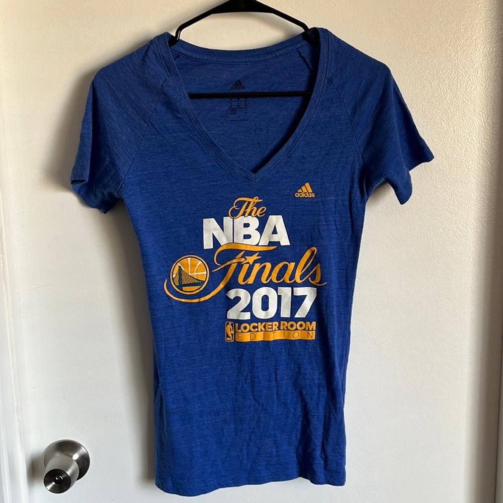 Blue womens golden state warriors  nba final t shirt , previously worn